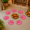 lotus rangoli patches red & pink set of 4 plastic