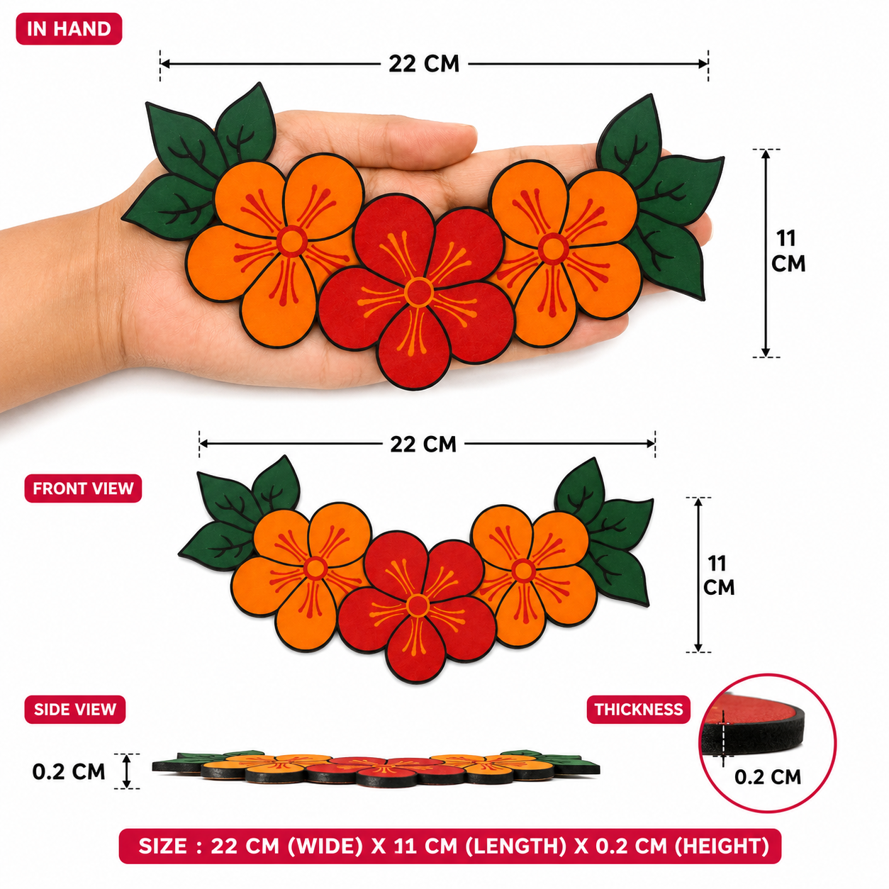 rangoli decor ready rangoli flower strip red orange (set of 2) rangoli decor ready rangoli flower strip red orange (set of 2)