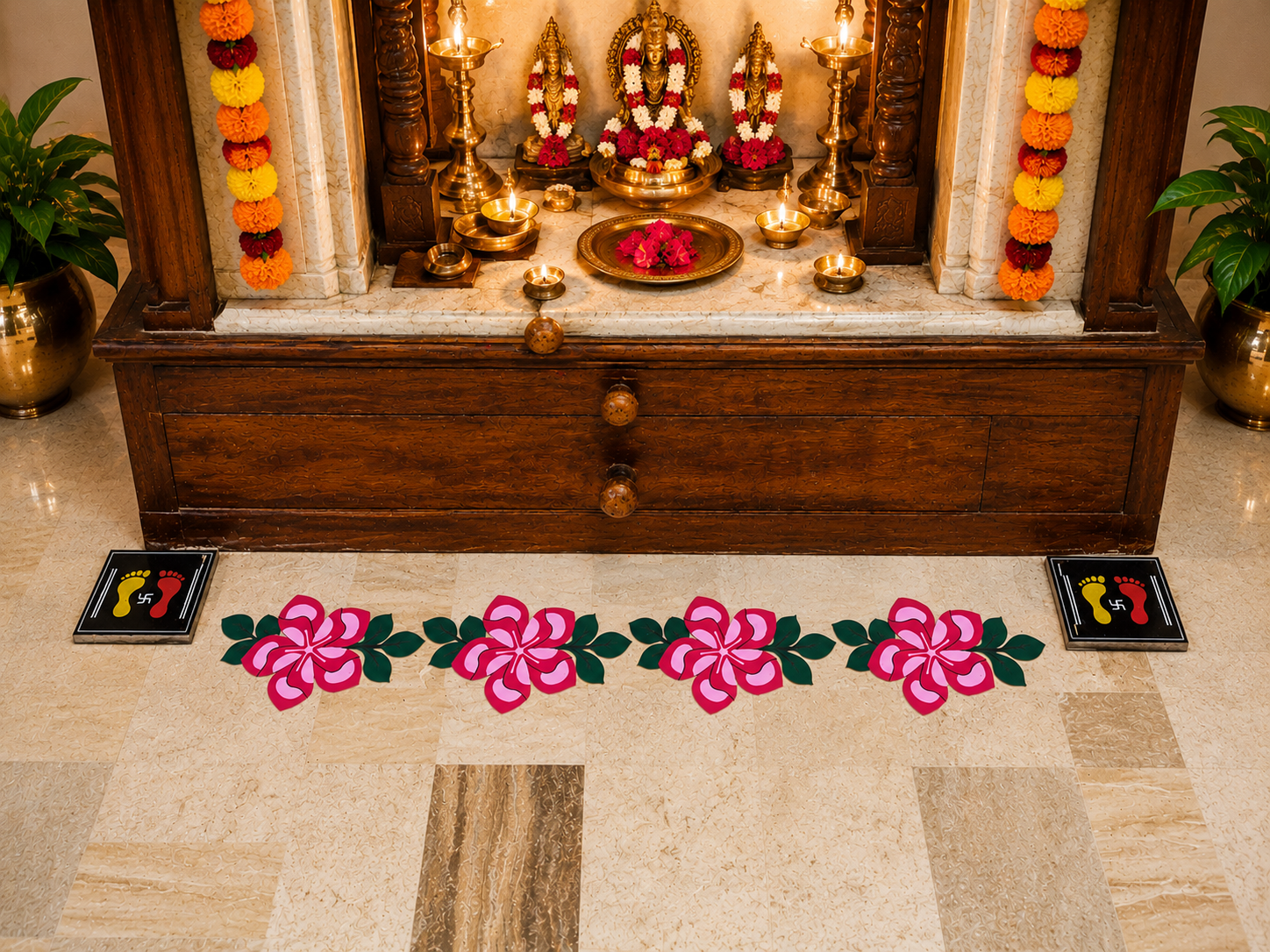 corner flowers set of 4 ready rangoli designs set for decoration corner flowers set of 4 ready rangoli designs set for decoration