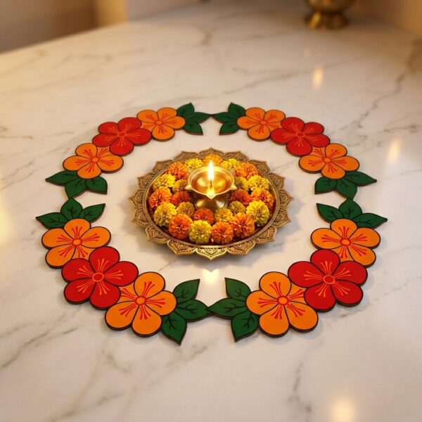 Rangoli Decor Ready Rangoli Flower Strip Red-Orange (set of 2) rangoli decor ready rangoli flower strip red orange (set of 2)