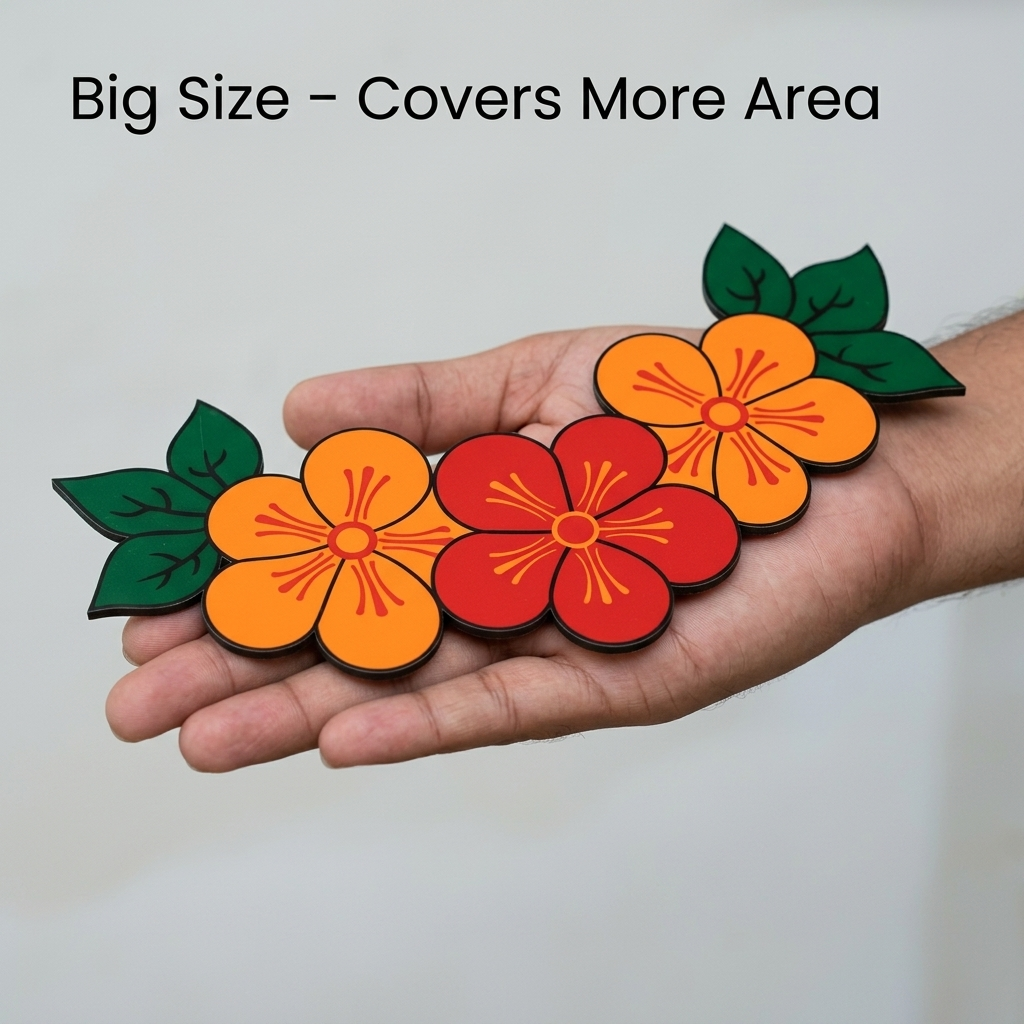 rangoli decor ready rangoli flower strip red orange (set of 2) rangoli decor ready rangoli flower strip red orange (set of 2)