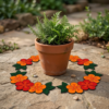 rangoli decor ready rangoli flower strip red orange (set of 2)