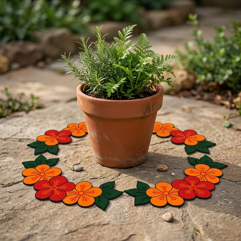 rangoli decor ready rangoli flower strip red orange (set of 2) rangoli decor ready rangoli flower strip red orange (set of 2)